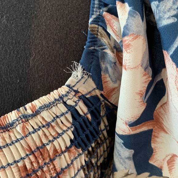 Pink Blush Blue Floral Off Shoulder Smocked Wrap Maternity Dress, postpartum too - Picture 7 of 9